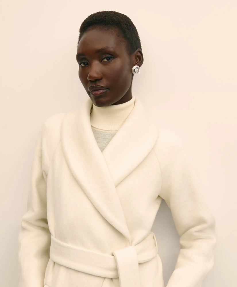 Wool Blend Shawl-Collar Wrap Coat | Brooks Brothers on sale