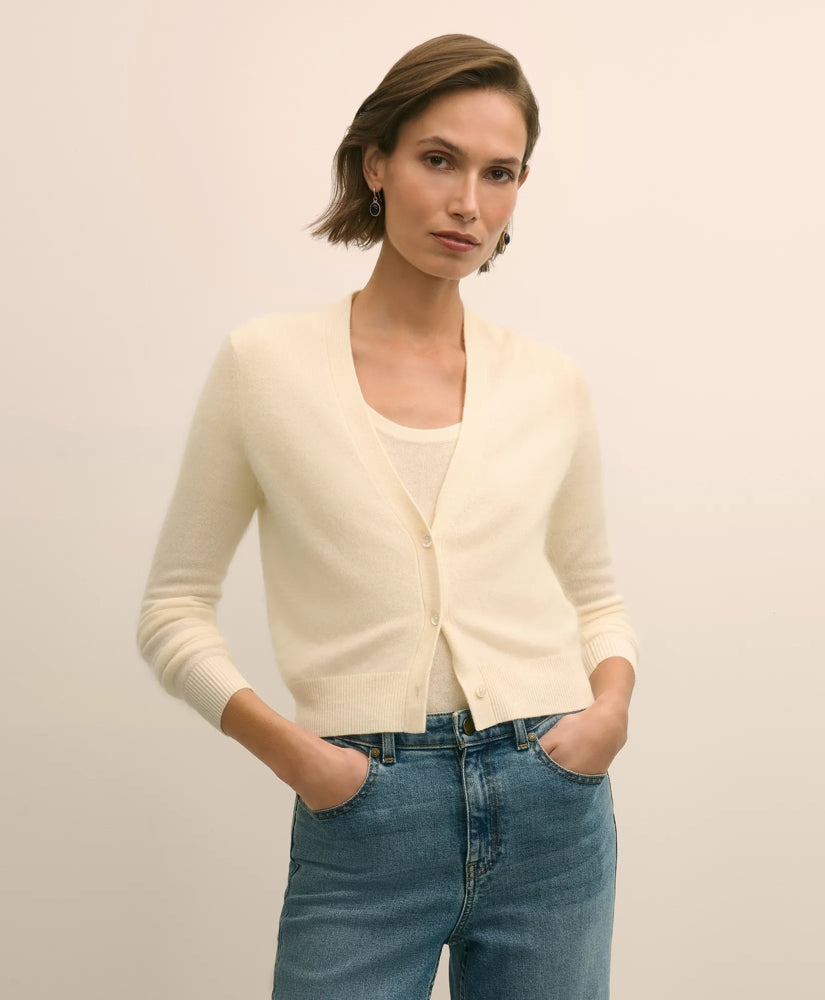 Wool-Cashmere Blend Cropped Cardigan | Brooks Brothers online shop