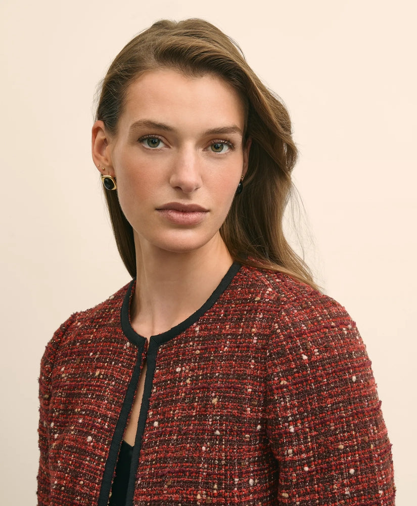 Cotton-Wool Blend Boucle Shimmer Cropped Jacket | Brooks Brothers discount