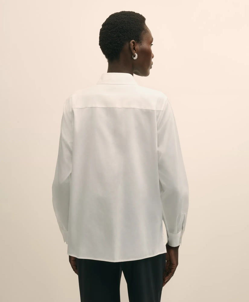 Cotton Sateen Relaxed Lace-Bib Shirt | Brooks Brothers for sale