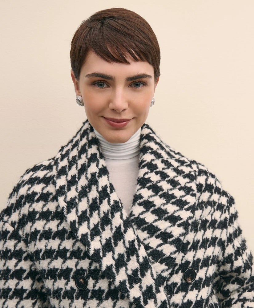 Oversized Wool Houndstooth Coat | Brooks Brothers online