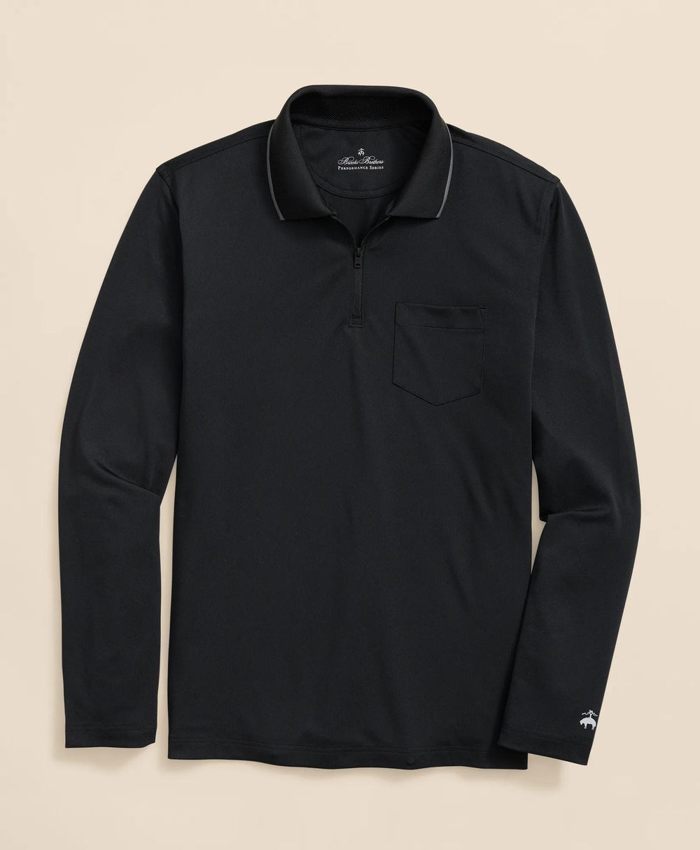 Performance Series Long-Sleeve Zip-Neck Polo Shirt | Brooks Brothers on sale