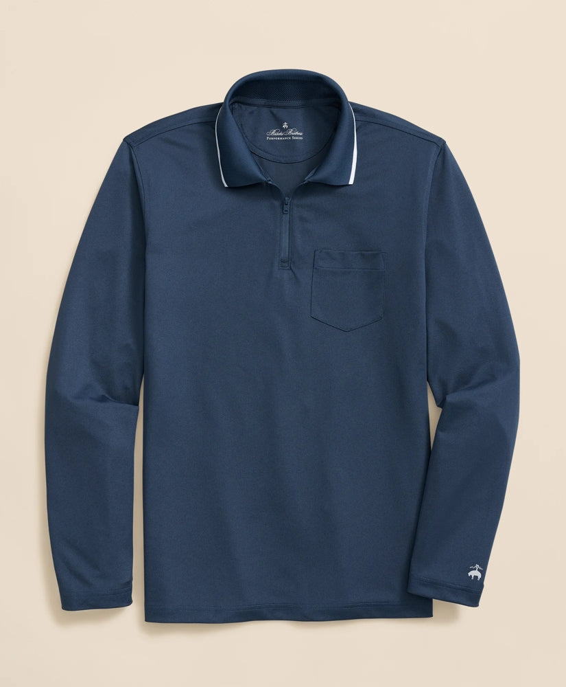 Performance Series Long-Sleeve Zip-Neck Polo Shirt | Brooks Brothers on sale