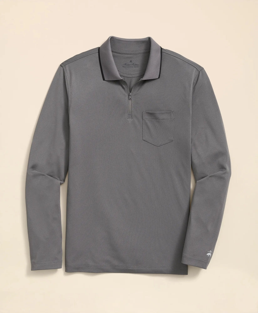 Performance Series Long-Sleeve Zip-Neck Polo Shirt | Brooks Brothers on sale