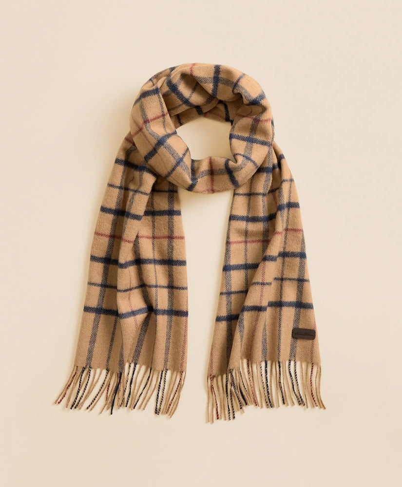 Plaid Camel Hair Windowpane Fringed Scarf | Brooks Brothers discount