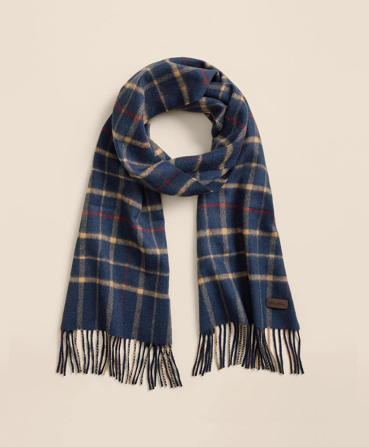 Plaid Camel Hair Windowpane Fringed Scarf | Brooks Brothers discount
