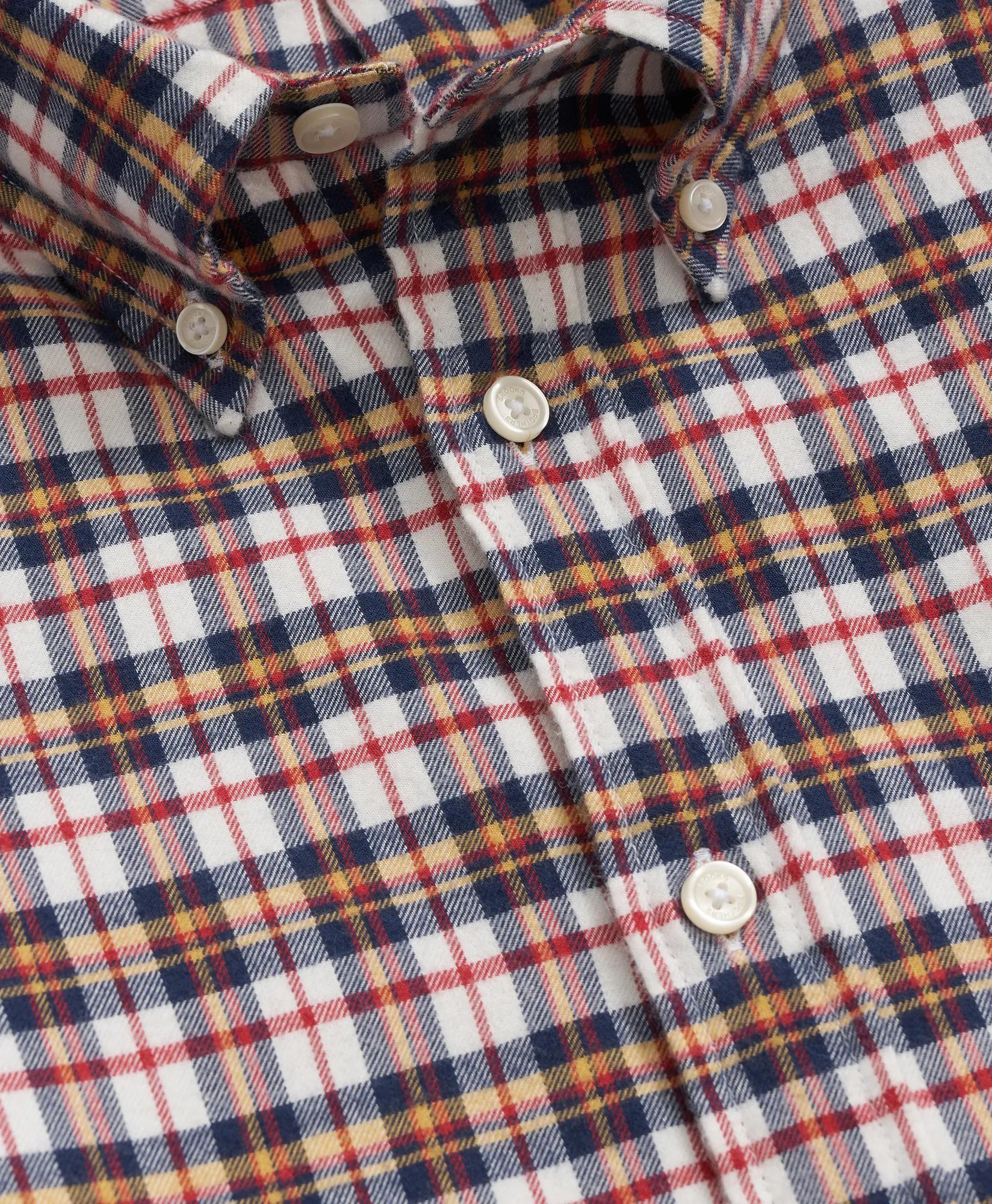 Portuguese Flannel Polo Button Down Collar, Multi-Check Shirt | Brooks Brothers discount
