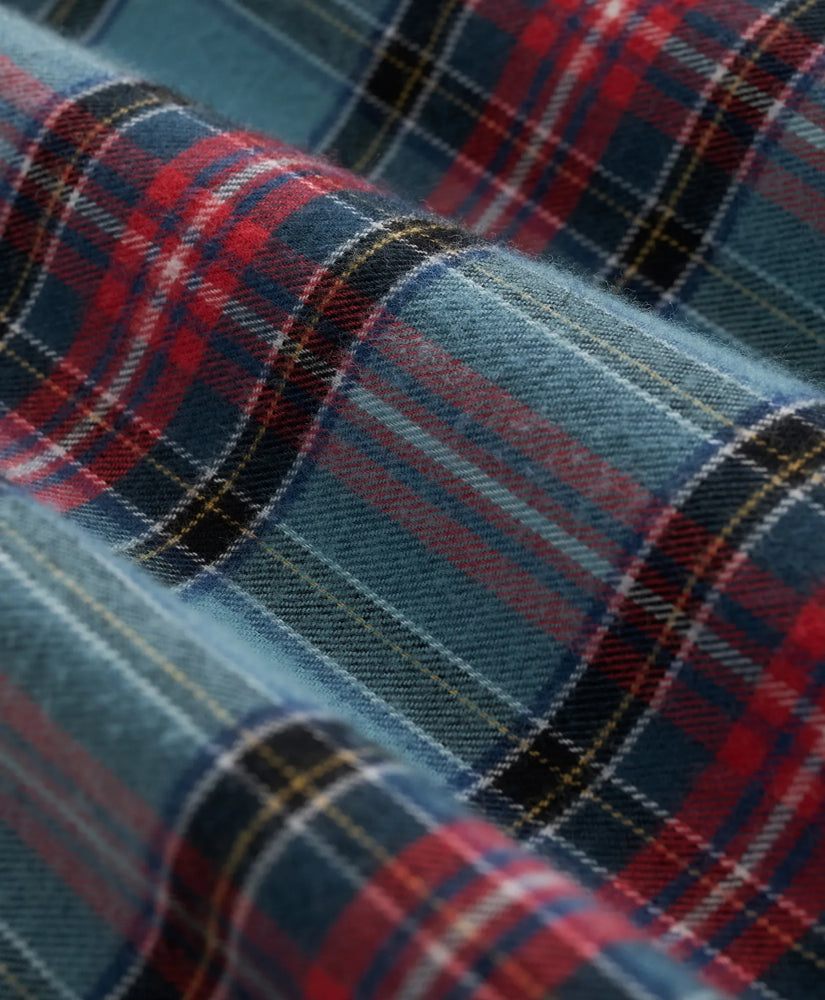 Portuguese Flannel Polo Button Down Collar, Stewart Tartan Shirt | Brooks Brothers online shop