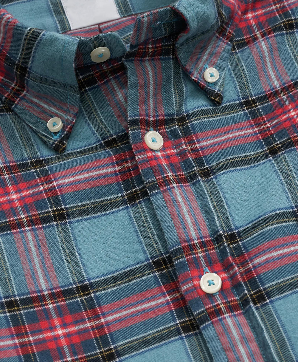 Portuguese Flannel Polo Button Down Collar, Stewart Tartan Shirt | Brooks Brothers online shop