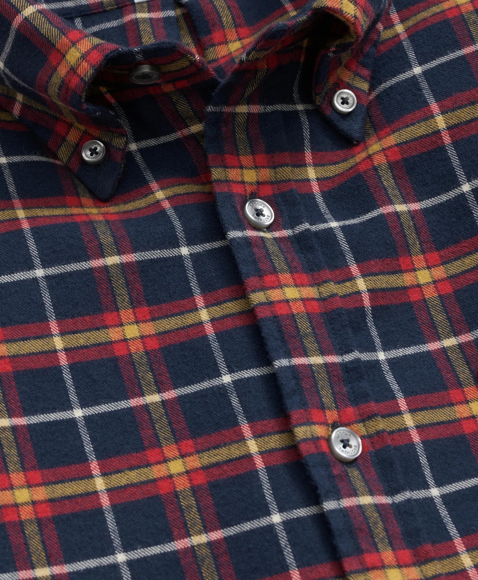 Portuguese Flannel Polo Button Down Collar, WIndowpane Shirt | Brooks Brothers for sale