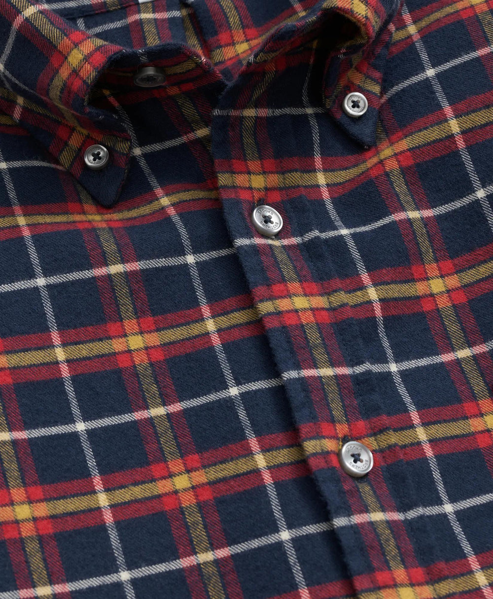 Portuguese Flannel Polo Button Down Collar, WIndowpane Shirt | Brooks Brothers for sale
