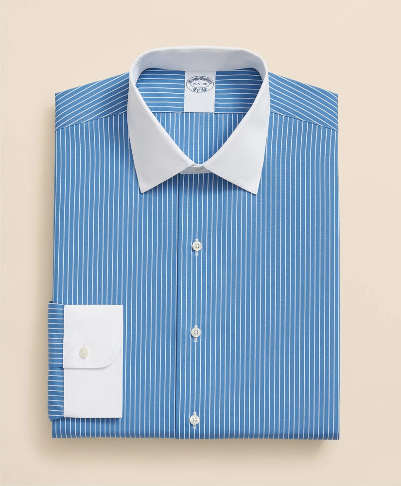 Pure Supima® Cotton Regular-Finish Ainsley Collar, Ground Stripe Dress Shirt | Brooks Brothers online shop
