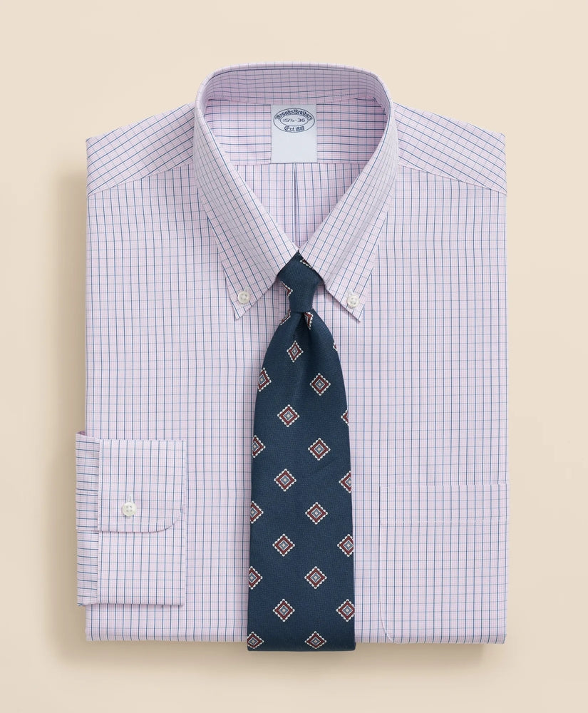 Pure Supima® Cotton Regular-Finish, Polo Button-Down Collar Grid Check Dress Shirt | Brooks Brothers cheap