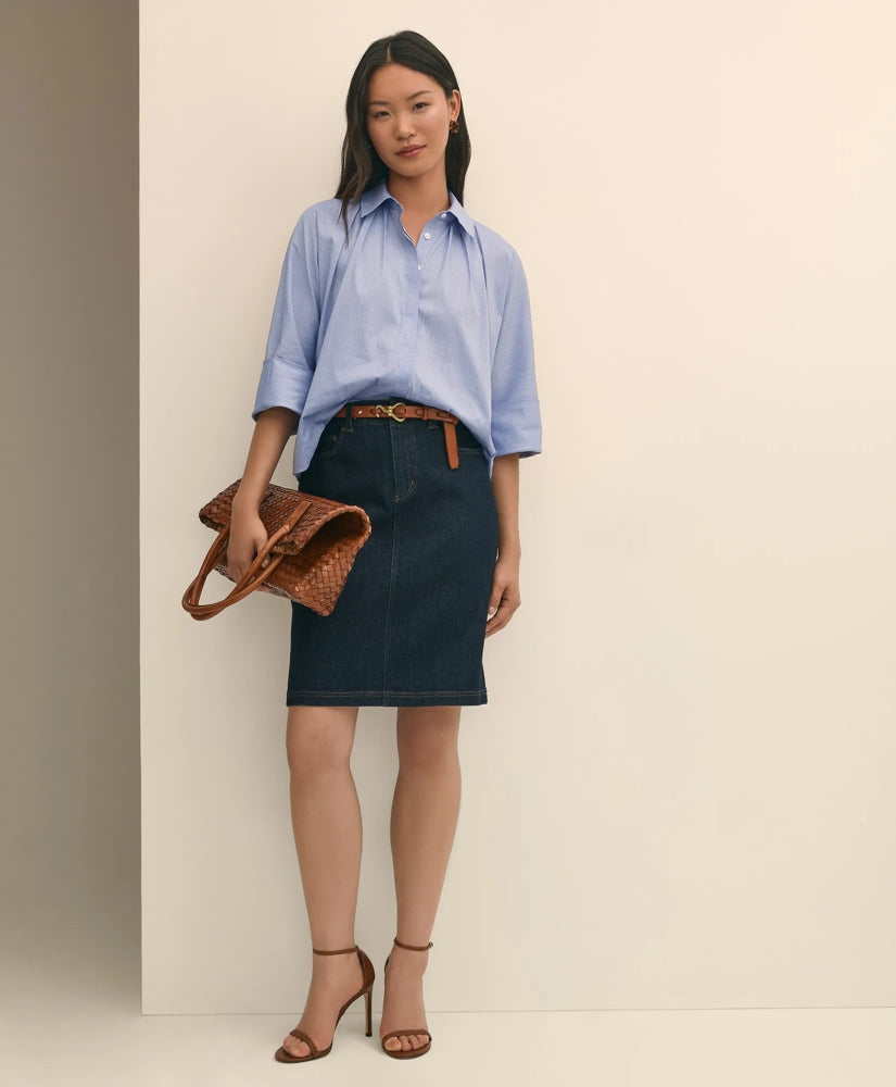 Relaxed Cotton Dobby Shirt With Wide Sleeves | Brooks Brothers cheap
