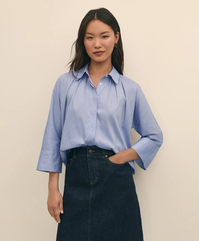 Relaxed Cotton Dobby Shirt With Wide Sleeves | Brooks Brothers cheap