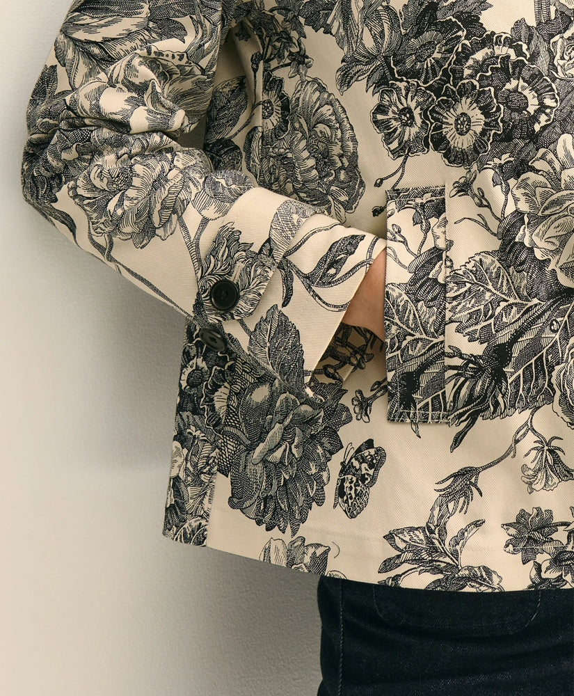 Relaxed Cotton Twill Floral Jacket | Brooks Brothers sale