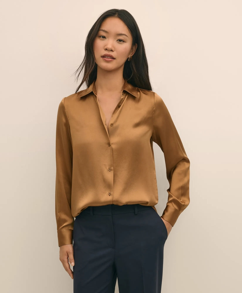Relaxed Fit Silk Charmeuse Blouse | Brooks Brothers for sale