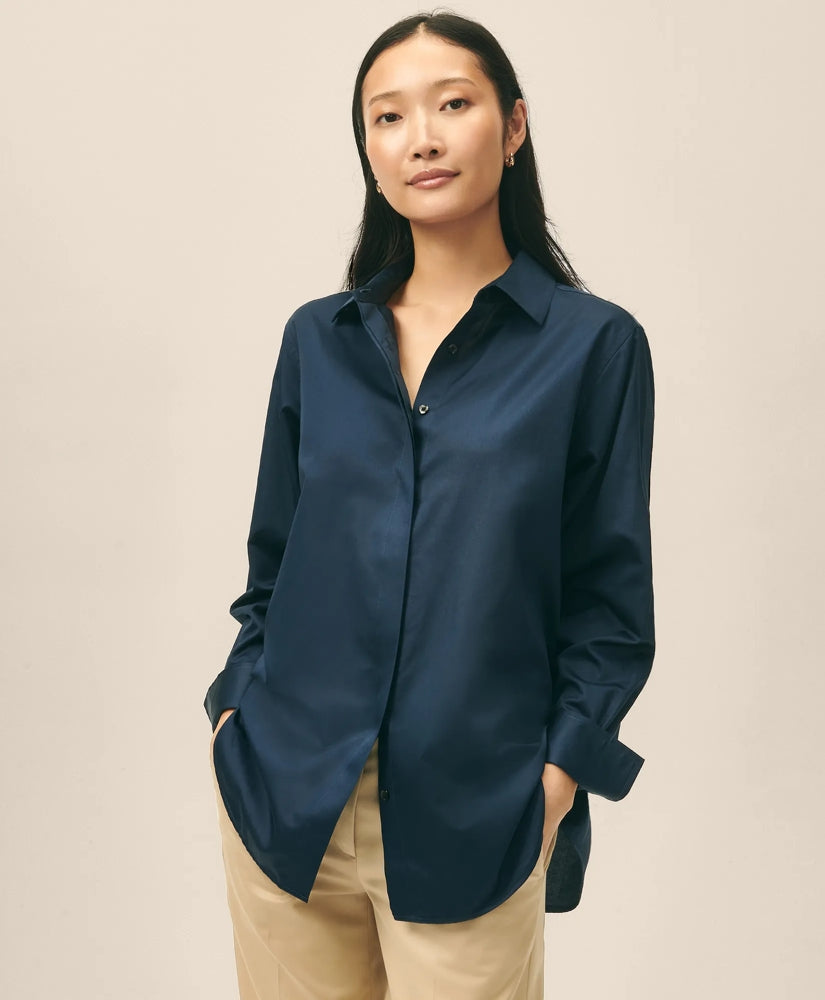 Relaxed Shirt in Supima® Cotton Sateen | Brooks Brothers on sale