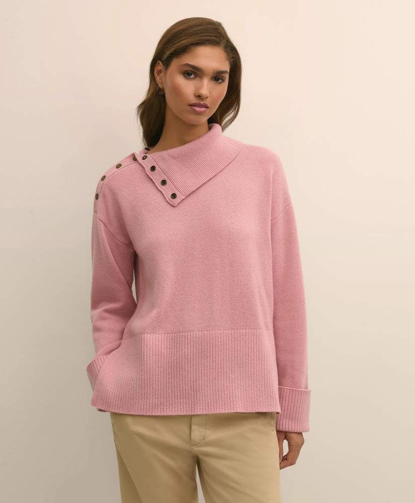 Relaxed Wool-Blend Foldover Snap Collar Sweater | Brooks Brothers sale