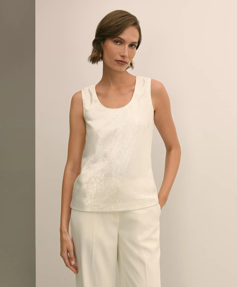 Sequin Scoop Neck Sleeveless Top | Brooks Brothers on sale