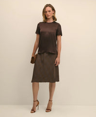 Short-Sleeve Top in Washable Silk Charmeuse | Brooks Brothers online shop