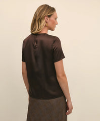 Short-Sleeve Top in Washable Silk Charmeuse | Brooks Brothers online shop