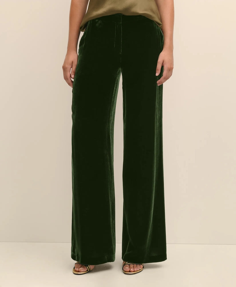 Silk Blend Drapey Velvet Wide-Leg Trouser | Brooks Brothers on sale