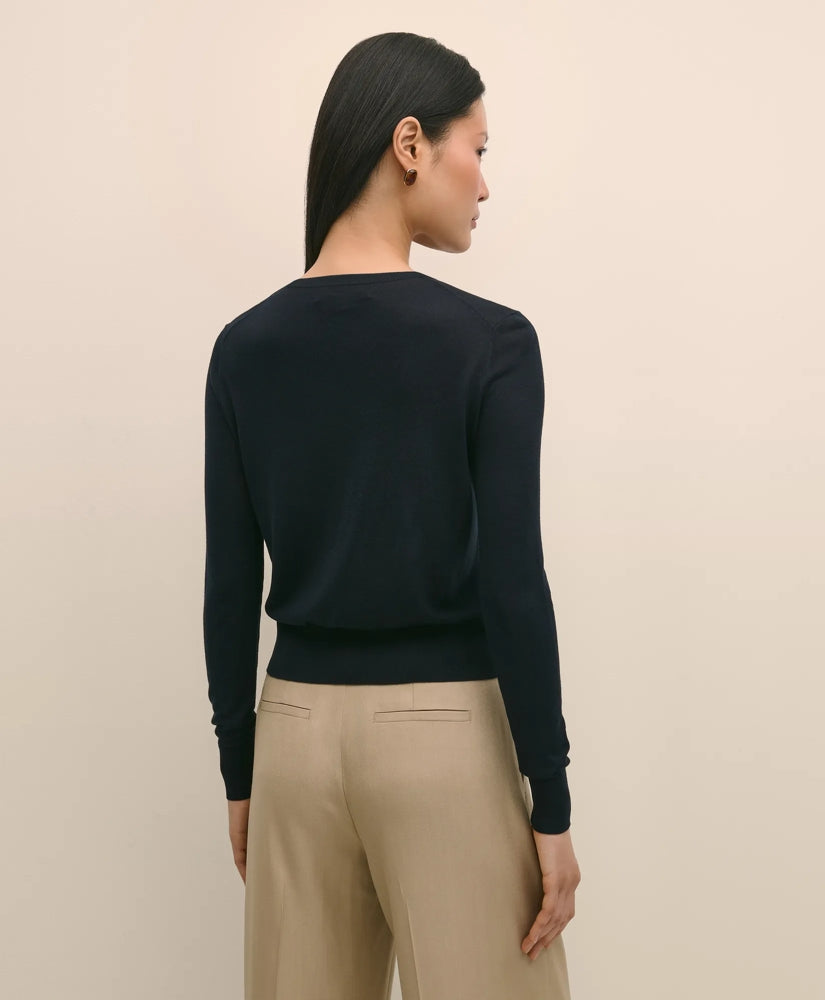 Silk-Blend Bow-Neck Cardigan | Brooks Brothers on sale