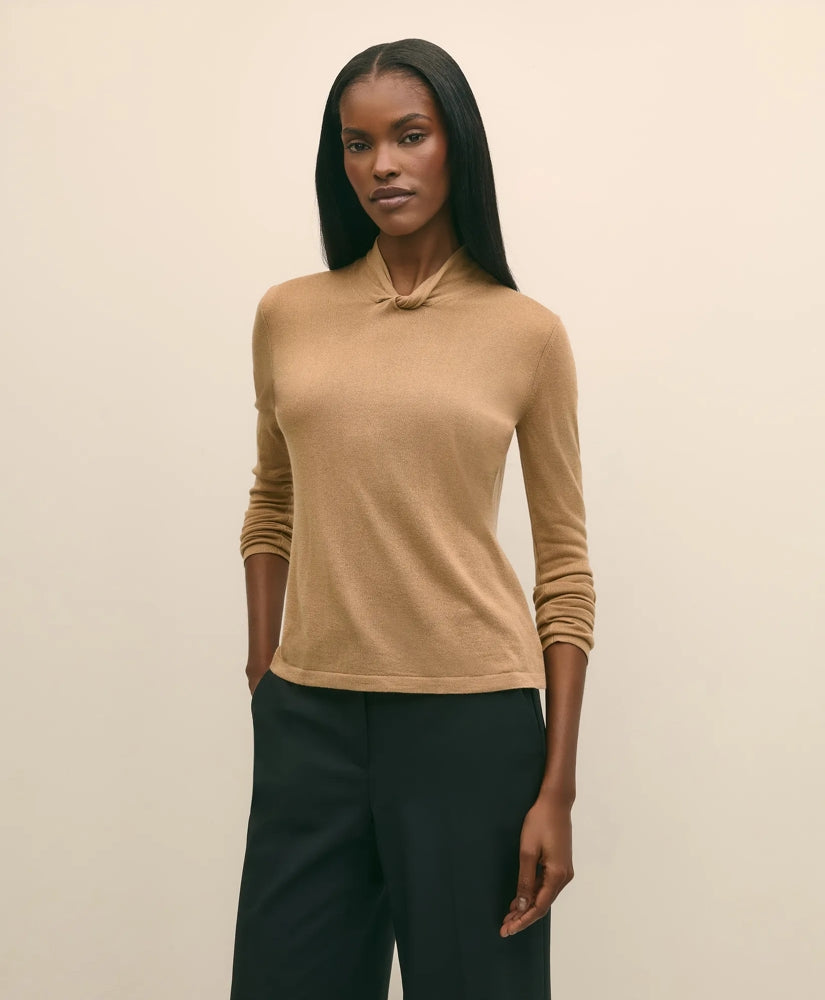 Silk Cashmere Twist Neck Sweater | Brooks Brothers on sale