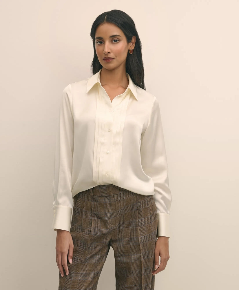 Silk Charmeuse Pintucked Blouse | Brooks Brothers cheap