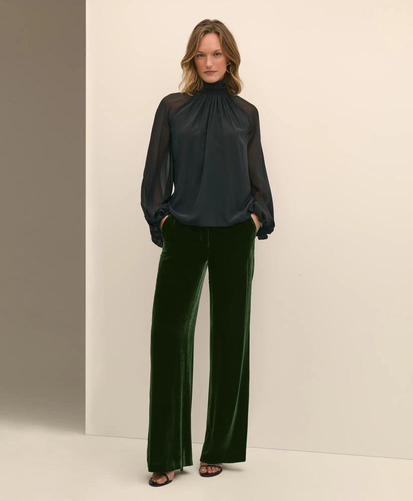 Silk Contrast-Sleeve Blouse | Brooks Brothers discount