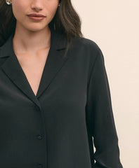 Silk Crepe Notch-Collar Blouse | Brooks Brothers on sale