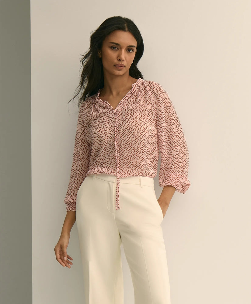 Silk Georgette Heart-Motif Peasant Blouse | Brooks Brothers cheap