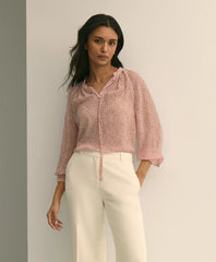 Silk Georgette Heart-Motif Peasant Blouse | Brooks Brothers cheap