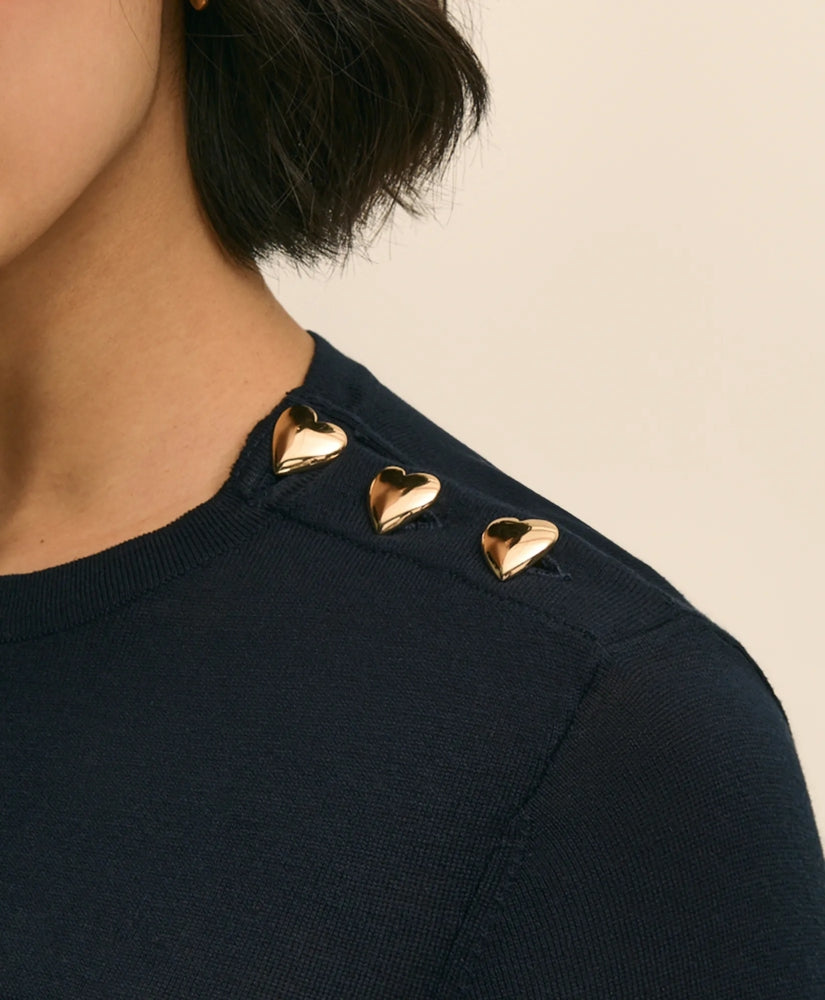 Silk-Viscose Shadow Stripe Heart-Button Sweater | Brooks Brothers cheap
