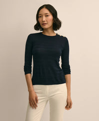 Silk-Viscose Shadow Stripe Heart-Button Sweater | Brooks Brothers cheap