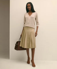 Silk V-Neck Marled Knit Relaxed Sweater | Brooks Brothers discount