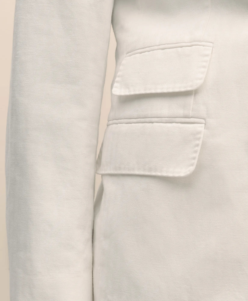 Slim Fit Cotton-Linen Herringbone Double-Breasted Suit Jacket | Brooks Brothers online