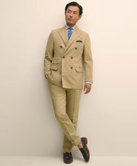 Slim Fit Cotton-Linen Herringbone Single-Pleat Suit Pants | Brooks Brothers online shop