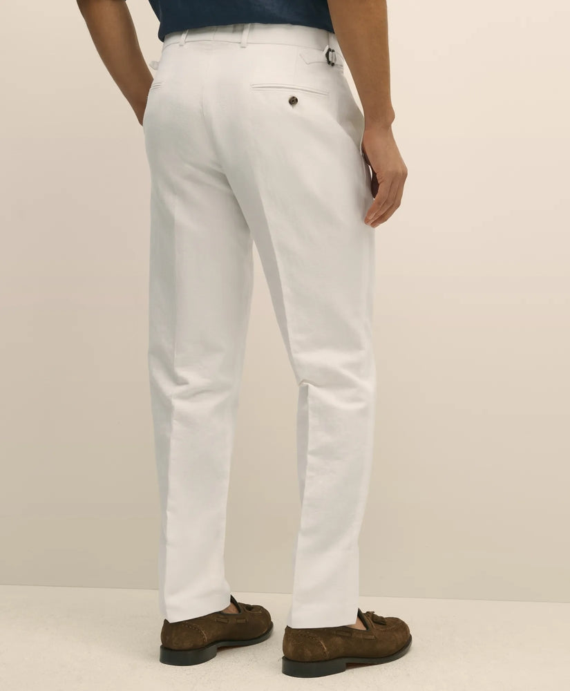 Slim Fit Cotton-Linen Herringbone Single-Pleat Suit Pants | Brooks Brothers discount