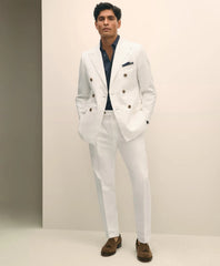 Slim Fit Cotton-Linen Herringbone Single-Pleat Suit Pants | Brooks Brothers discount