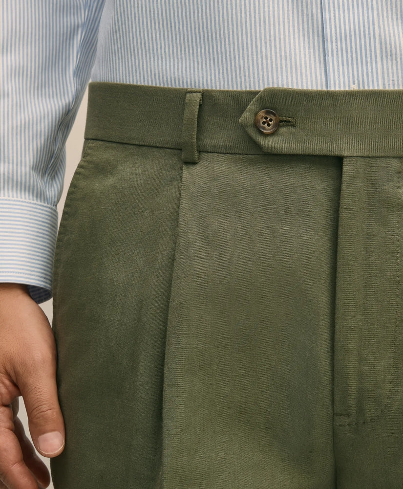 Slim Fit Fine Twill Washed Linen-Cotton Single-Pleat Suit Pants | Brooks Brothers on sale