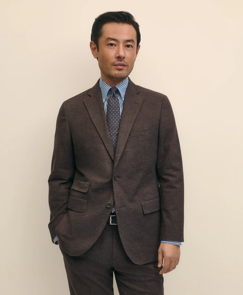 Slim Fit Mini-Houndstooth Suit Jacket in Brushed-Cotton | Brooks Brothers discount