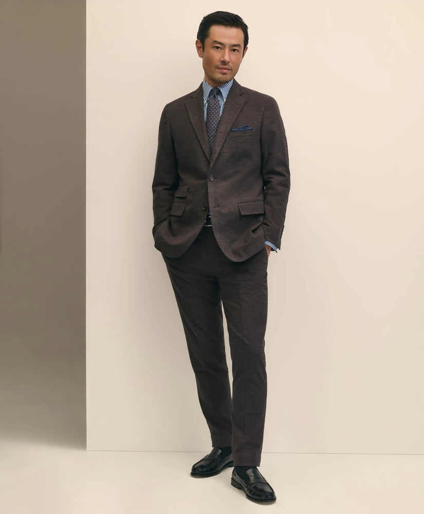Slim Fit Mini-Houndstooth Suit Pants in Brushed-Cotton | Brooks Brothers on sale