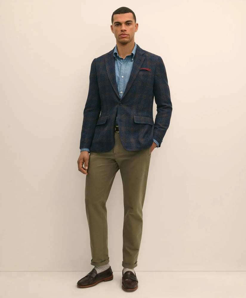 Slim Fit Wool-Cotton-Silk-Cashmere Hopsack Check Sport Coat | Brooks Brothers online shop