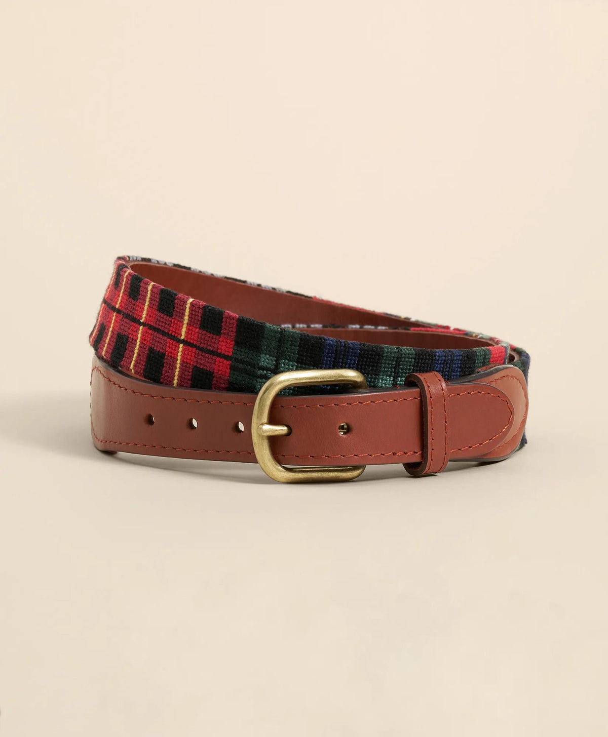 Smathers & Branson Needlepoint Plaid Belt | Brooks Brothers online shop