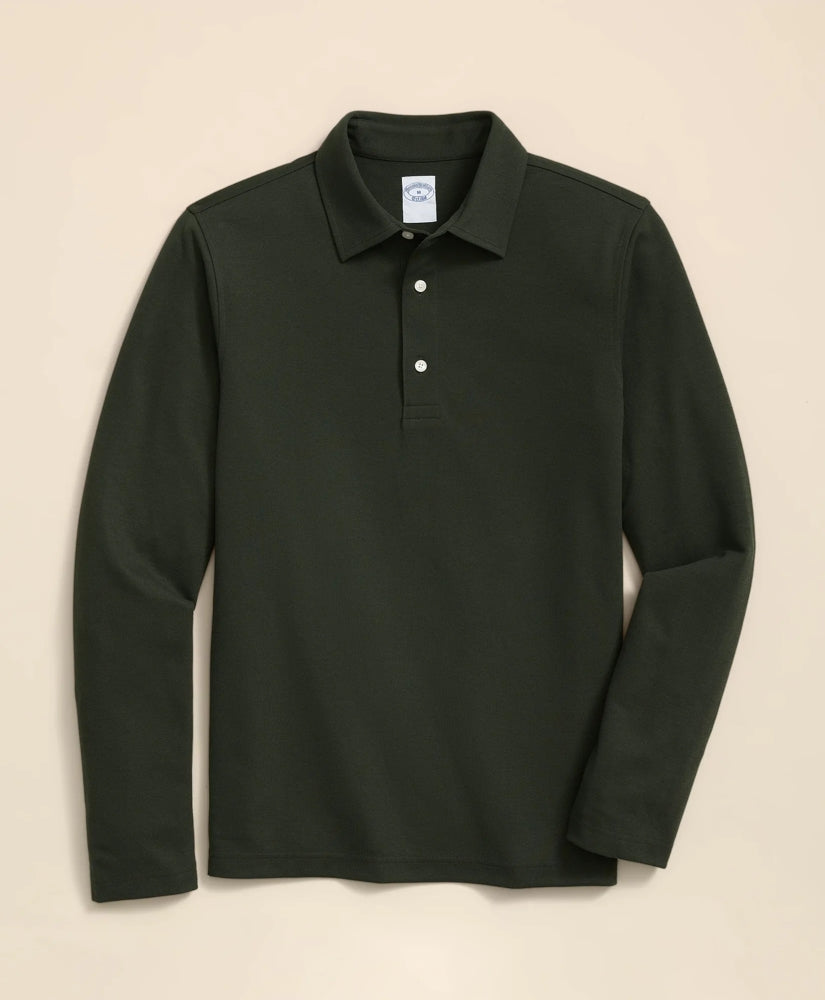 Spread Collar Long-Sleeve Polo Shirt | Brooks Brothers online