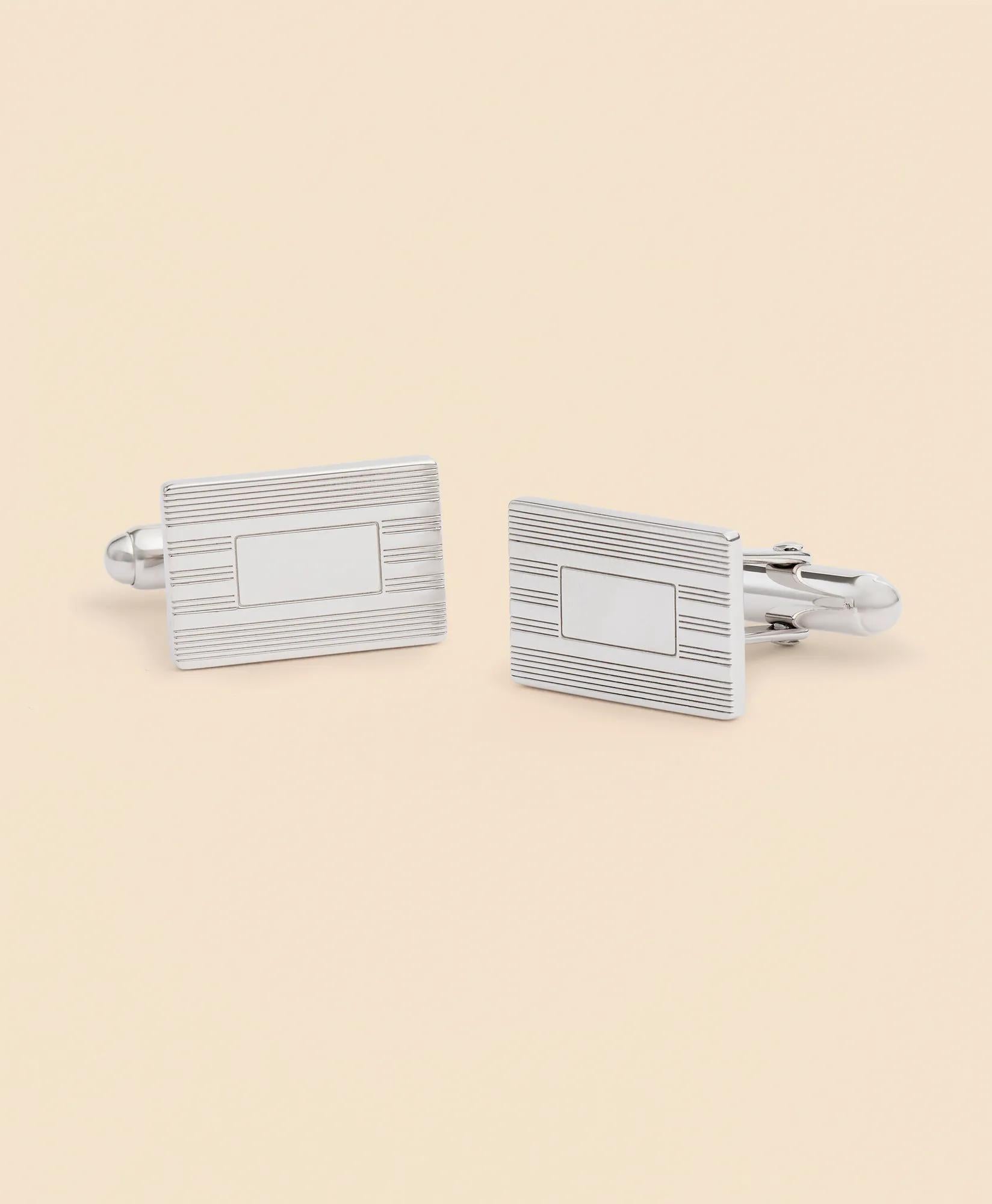 Sterling Silver Engravable Rhodium-Plated Cufflinks | Brooks Brothers on sale
