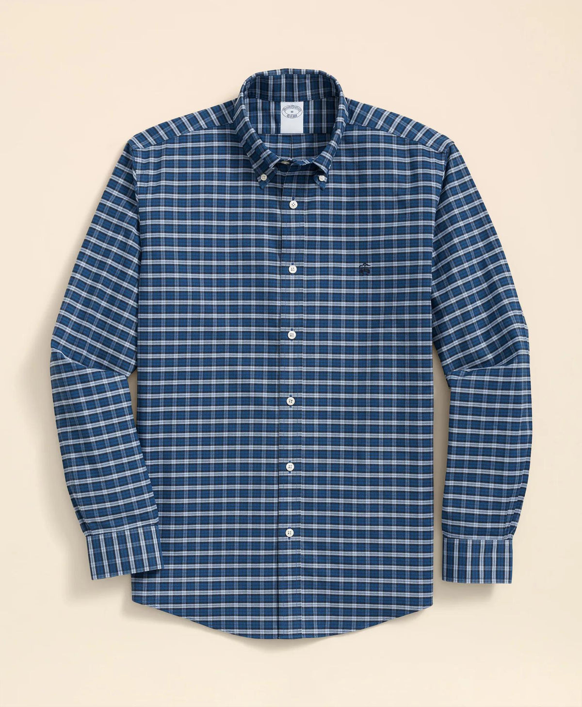 Stretch Cotton Non-Iron Oxford Polo Button Down Collar, Mini Tartan Shirt | Brooks Brothers on sale