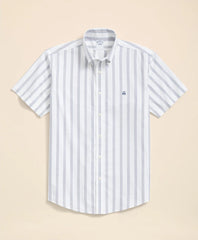 Stretch Cotton Non-Iron Oxford Polo Button Down Collar, Striped Short-Sleeve Shirt | Brooks Brothers cheap